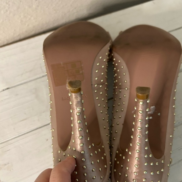 Kurt Geiger Bronze Studded Heels with Bow - Picture 7 of 8